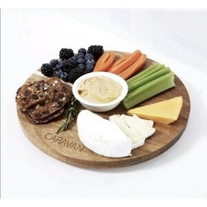 Caravan Acacia Wood Lazy Susan 10.8" Round Turntable Serving Tray NIB